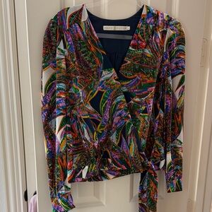 Marie Oliver Vibrant Multicolor Wrap Blouse